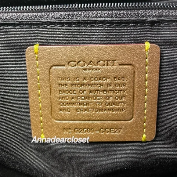 Coach Rowan Large Satchel Bag With Floral Print CCE27 in Black/Red - Picture 14 of 15